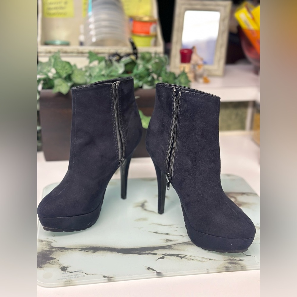 Black Stiletto Heeled Ankle Boots - Picture 2 of 15